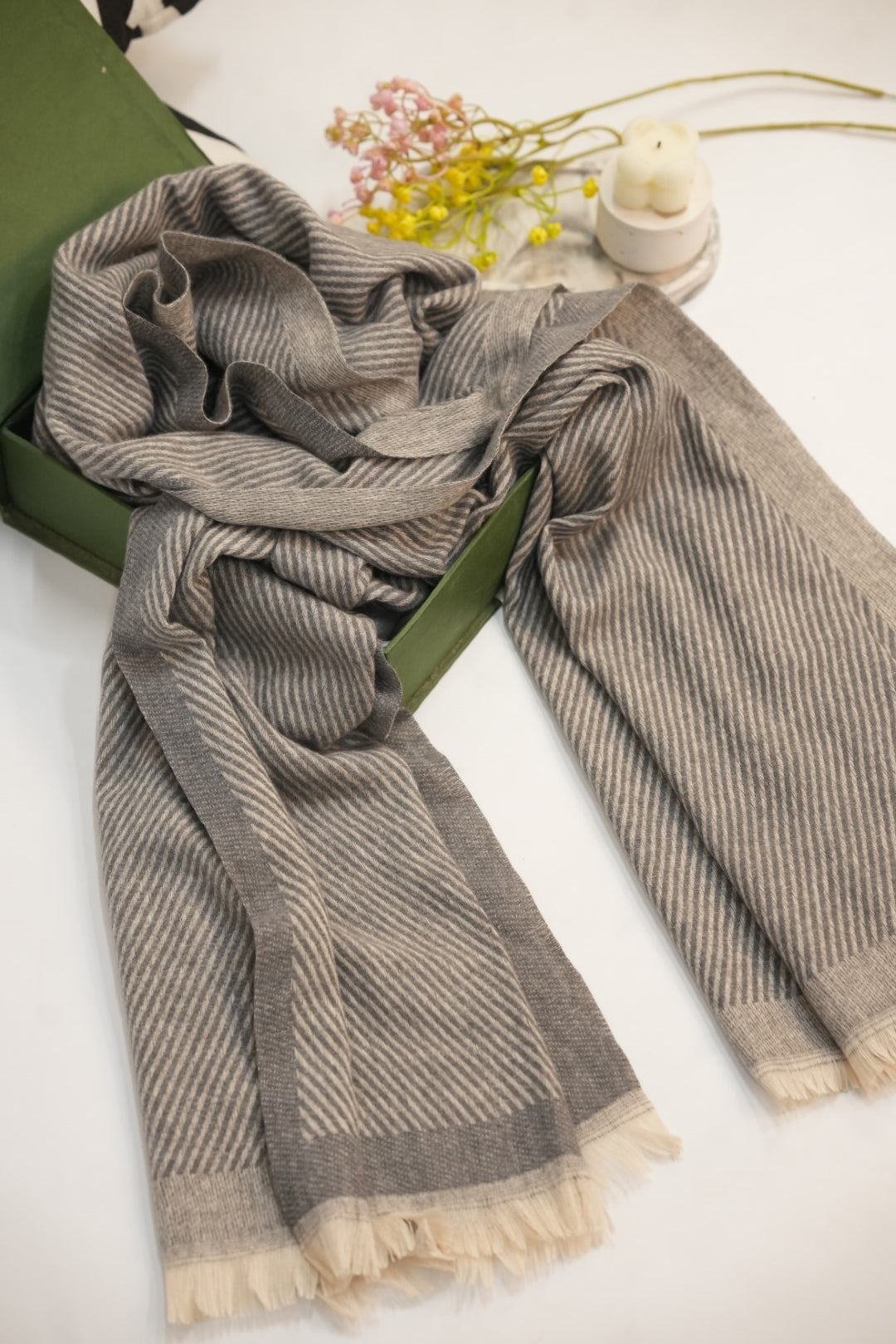 Woolen Diagonal Stripes - Tobacco Brown