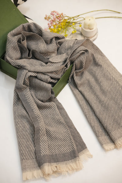 Woolen Diagonal Stripes - Tobacco Brown