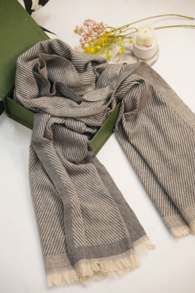 Woolen Diagonal Stripes - Tobacco Brown