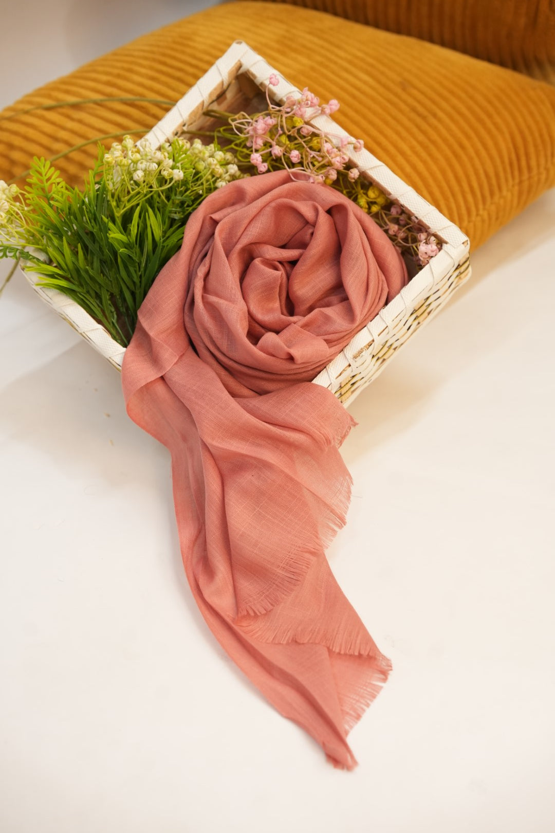 Turkish Slub Lawn - Rust Pink