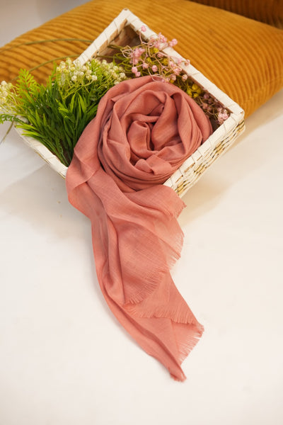 Turkish Slub Lawn - Rust Pink