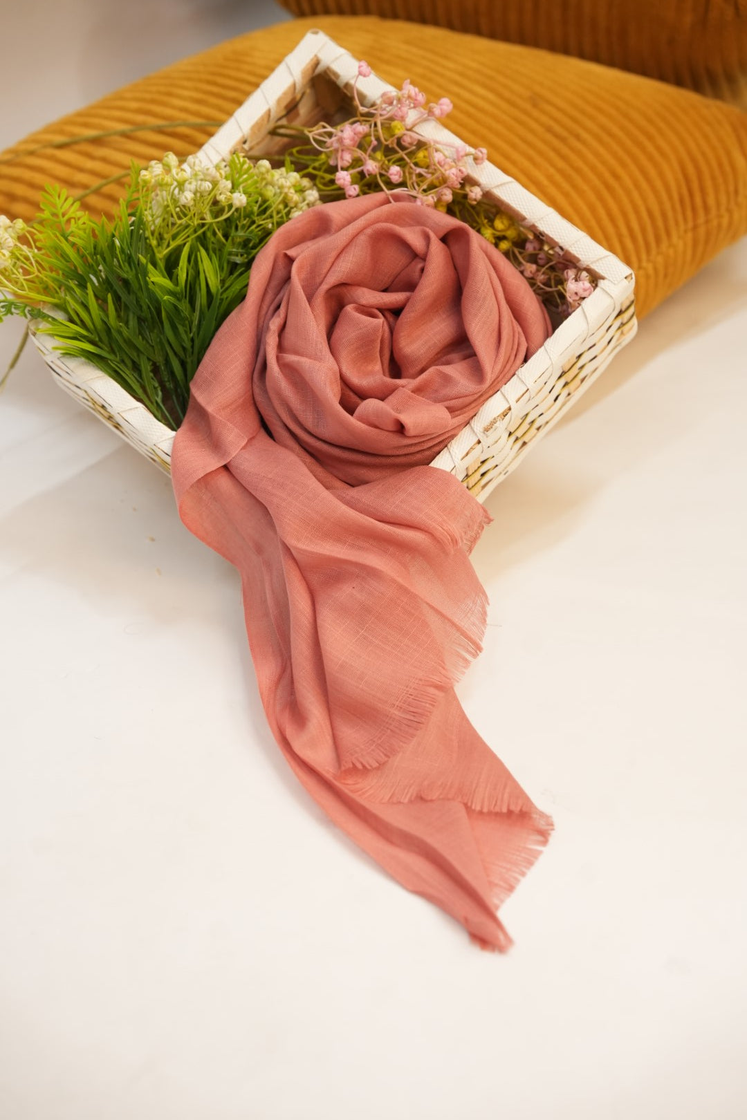 Turkish Slub Lawn - Rust Pink