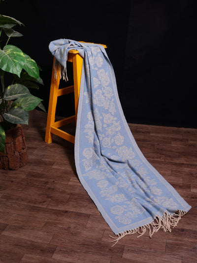 Blossom - Wool Stole - Sky Blue