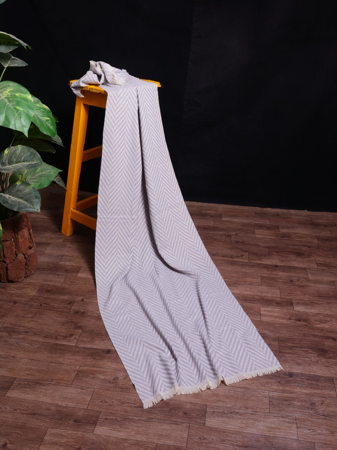 Chevron Woolen Stoles - Charcoal