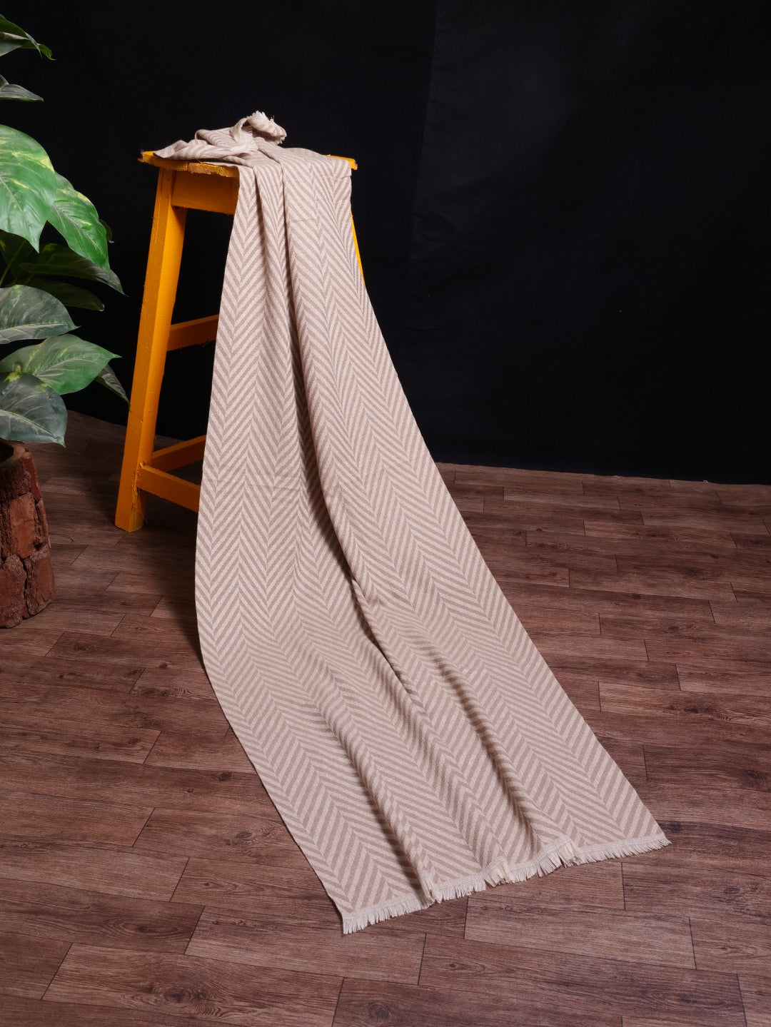 Chevron Woolen Stoles - Brown
