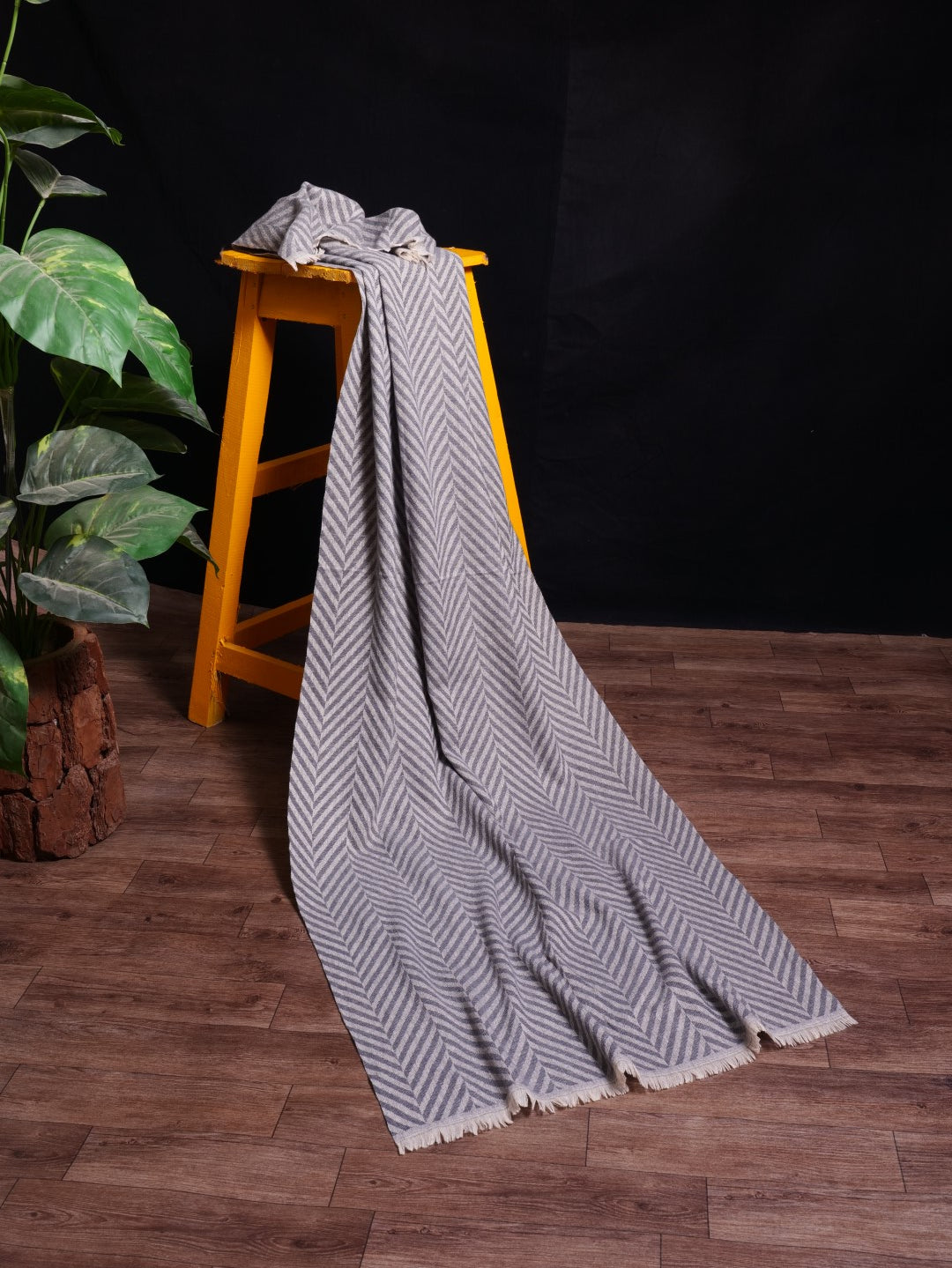 Chevron Woolen Stoles - Grey