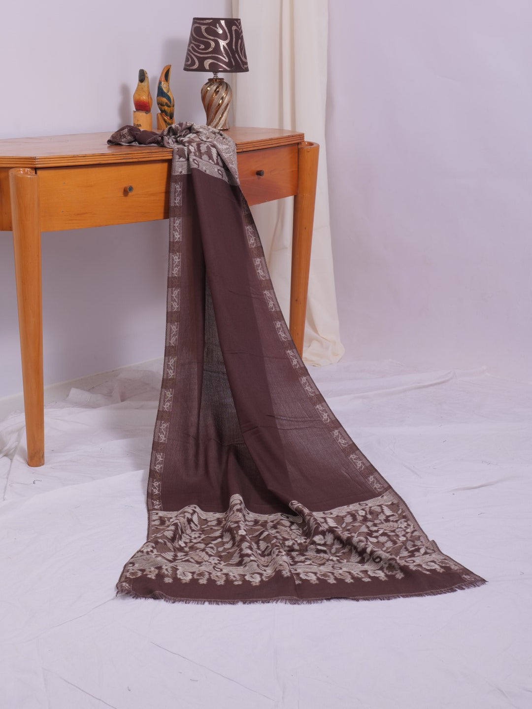 Pashmina Jacquard - Brown with Border