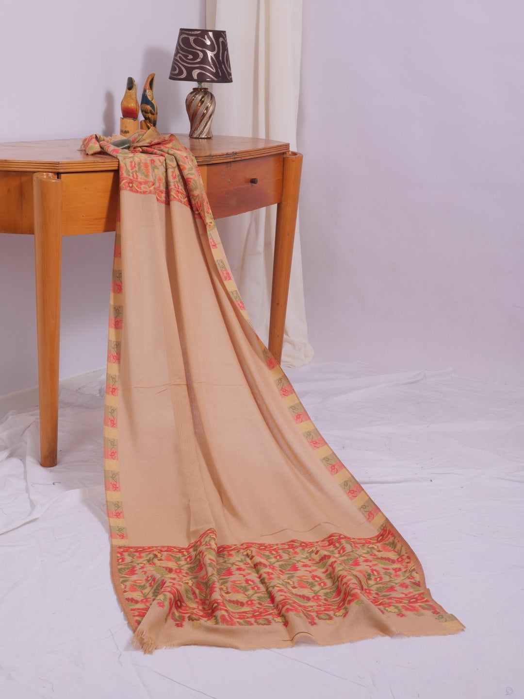 Pashmina Jacquard - Light Brown With Border