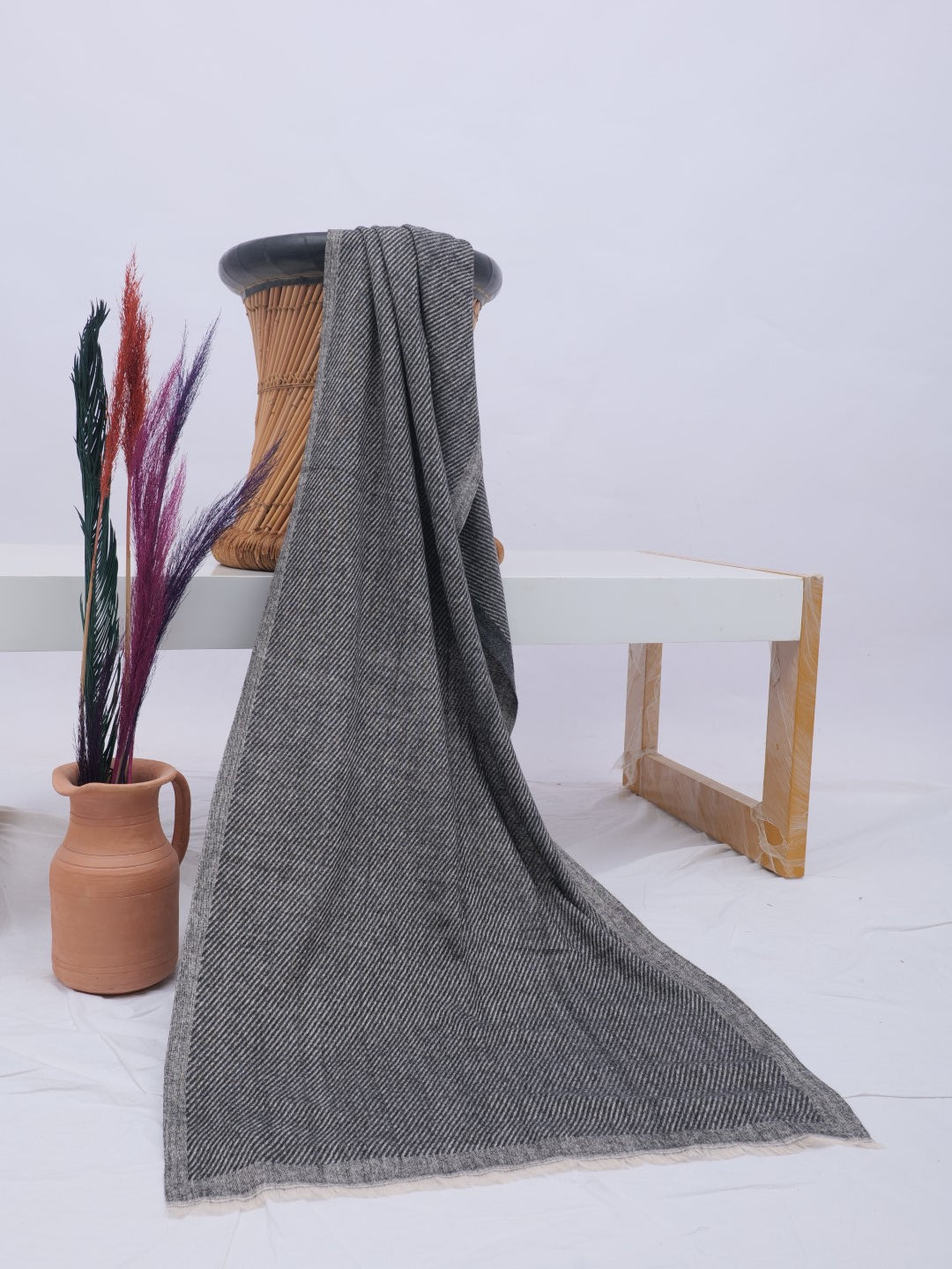 Merino Woolen Stoles - Dark Grey