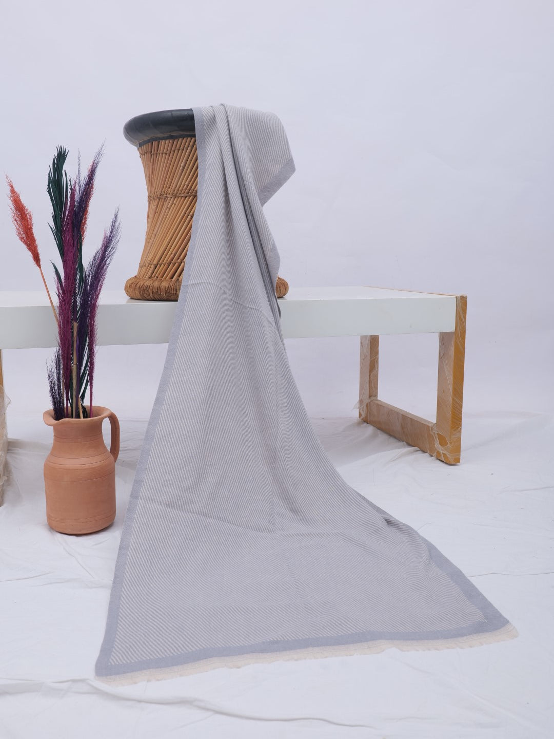 Merino Woolen Stoles - Light Grey