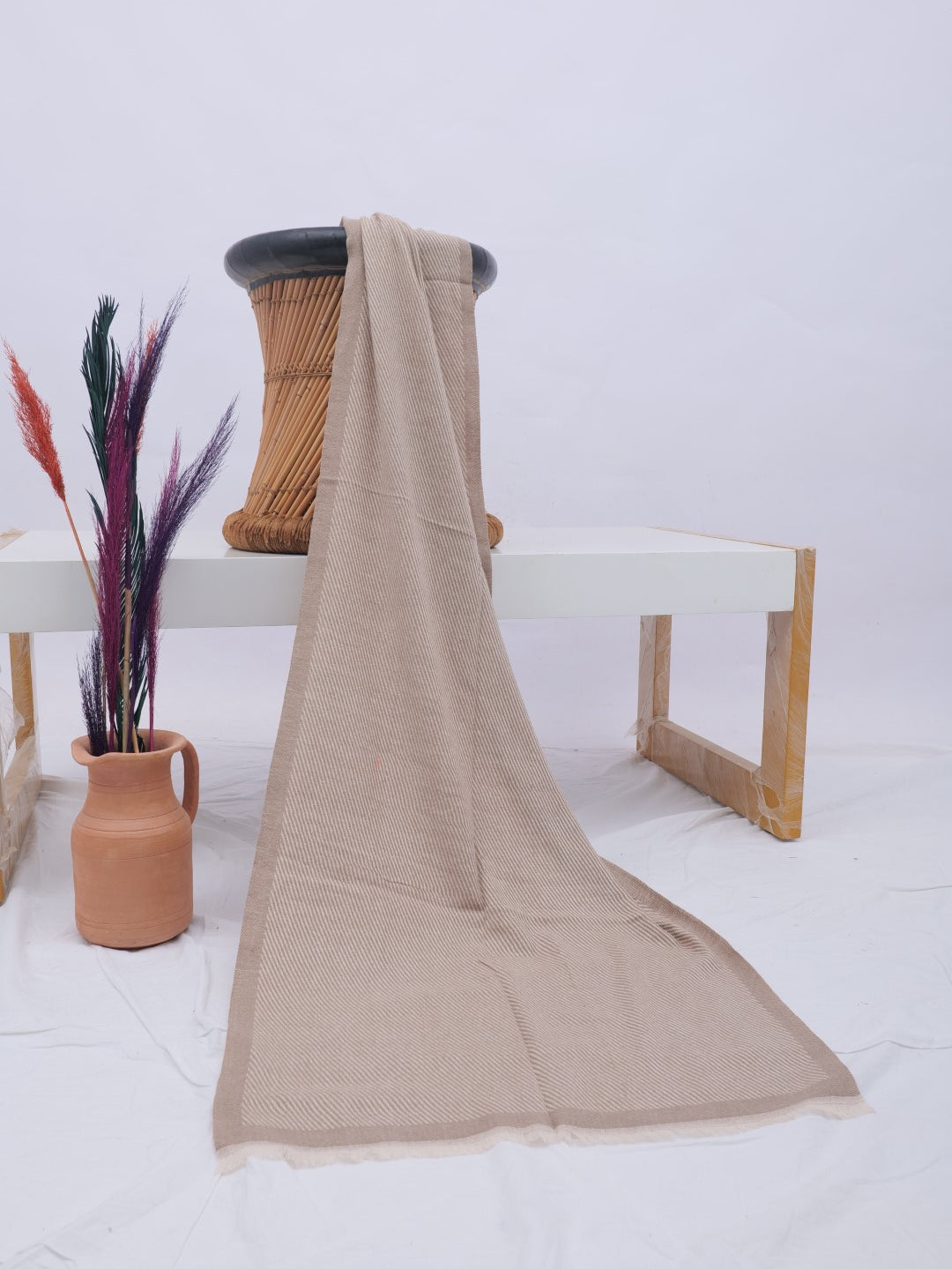 Merino Woolen Stoles - Tobacco Brown