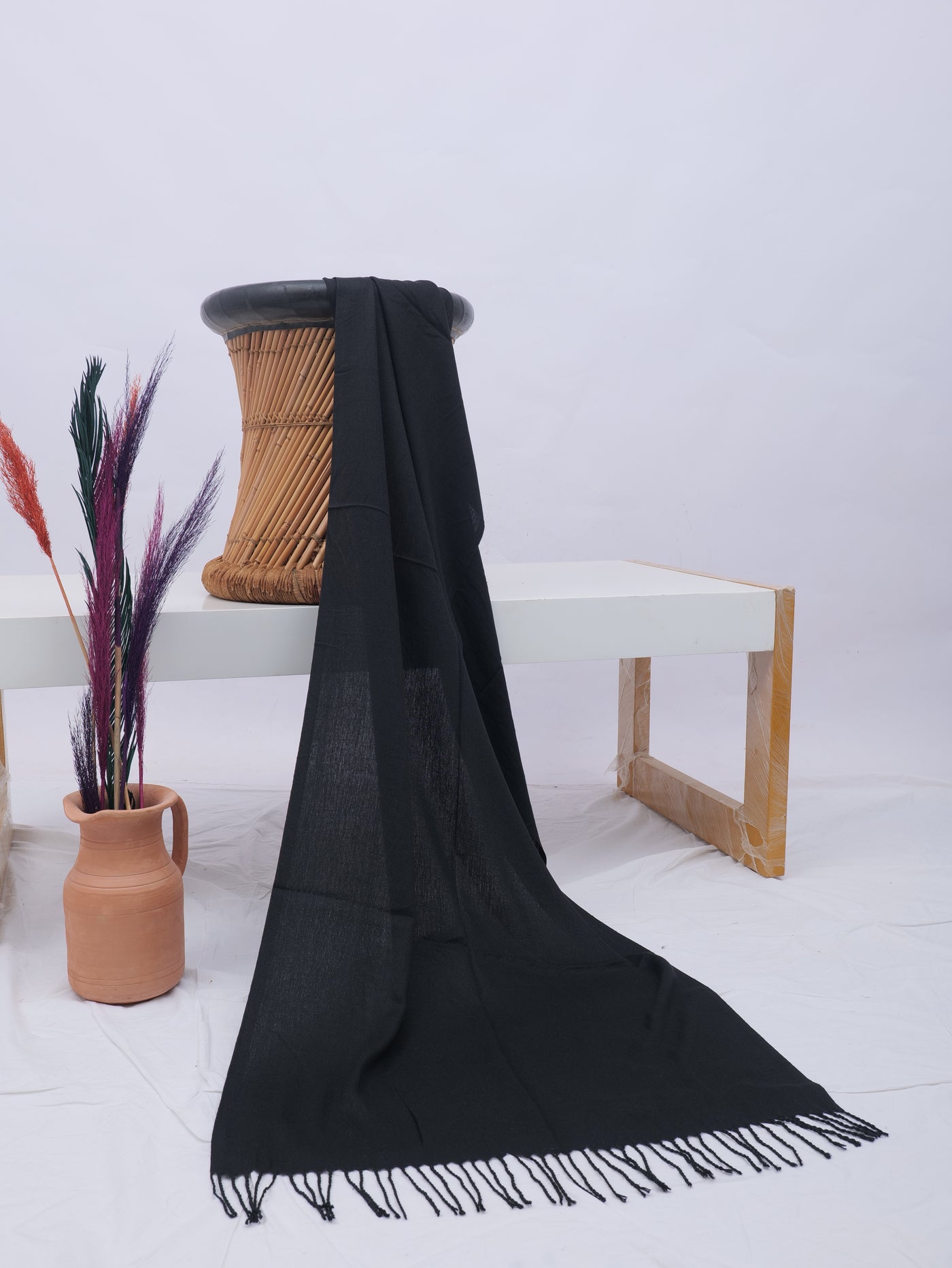 Pashmina Solid Dyed Stole - Black