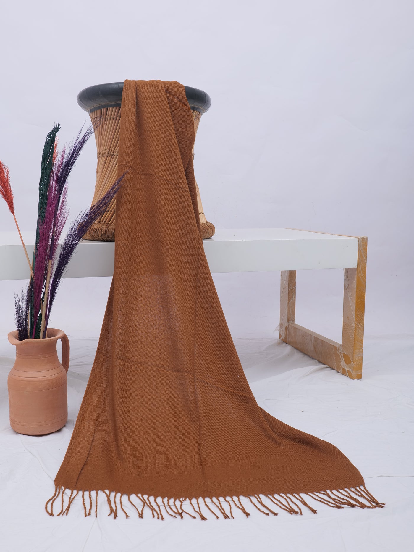 Pashmina Solid Dyed Stole - Brown