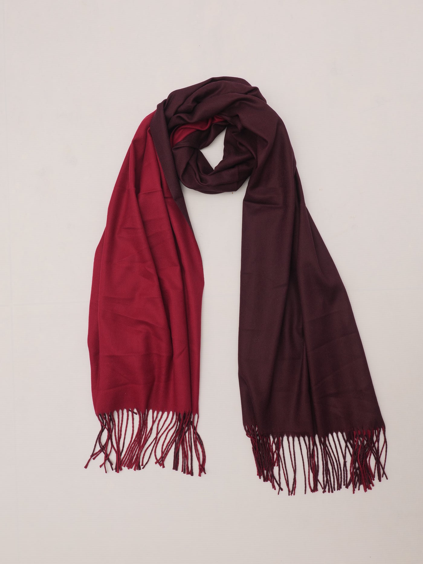 Woolen Two-Tone Scarf (Red & Dark Red)