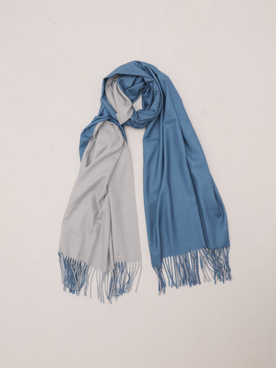 Woolen Two-Tone Scarf (Blue & Grey)