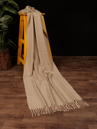 Chevron Blossom Wool Stole - Mehndi Brown
