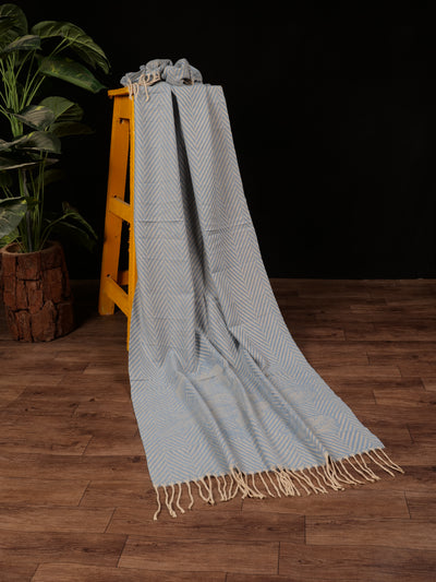 Chevron Blossom Wool Stole - Light Grey