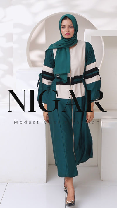 Mahveen Teal Empress Abaya